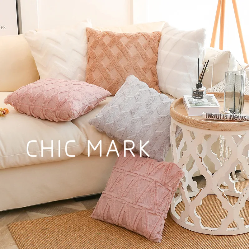 

Hot Selling Plush Pillow Solid Color Sofa Pillow Cover Living Room Cushion Waist Pillow