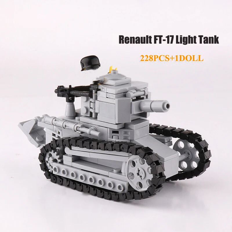 Конструктор Военный 2 мировая война сборный Танк FT 17 оружие армейские солдаты
