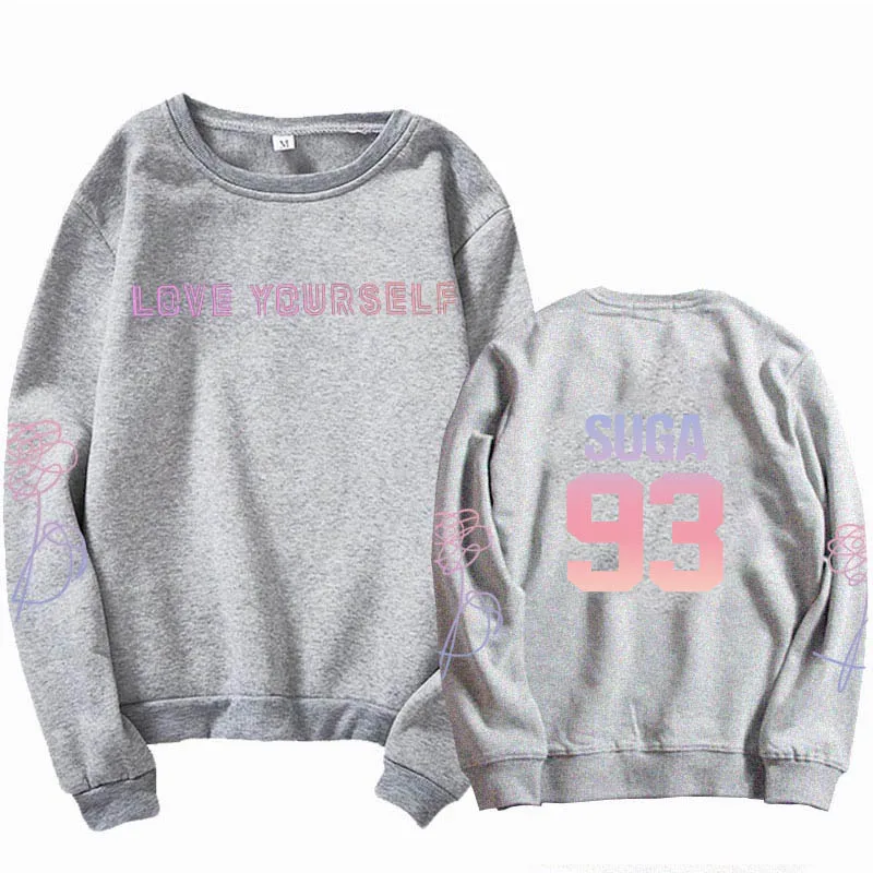 Sweatshirt gray 93 Толстовка унисекс Jung Kook 97, толстовка kpop jung kook 97, толстовка love yourself, кофта K-POP, Толстовка XL для повседневной носки - Цвет: Sweatshirt gray 93