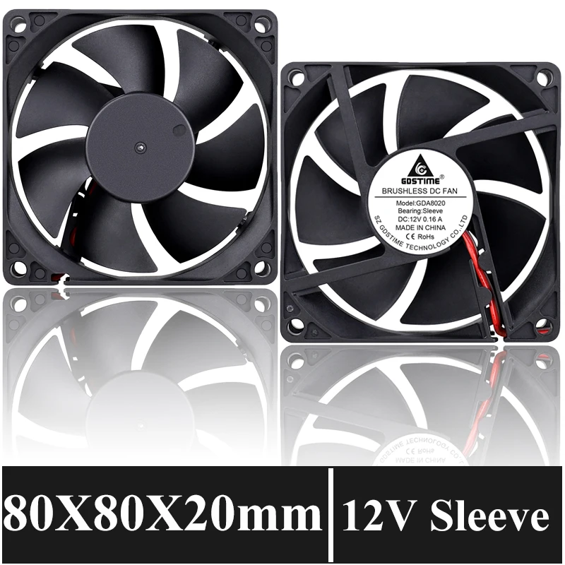 

2 Pieces Gdstime 8cm DC 12V Motor Cooling Axial Fan 80mm x 20mm PC Computer Case Brushless Cooler 12 Volts 80mm*80mm*20mm