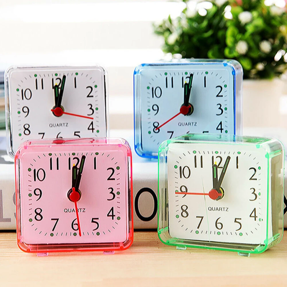 

Alarm Clock Square Small Bed Compact Travel Clocks Mini Children Student Desk Bedside Desk Table Transparent Travel Clock