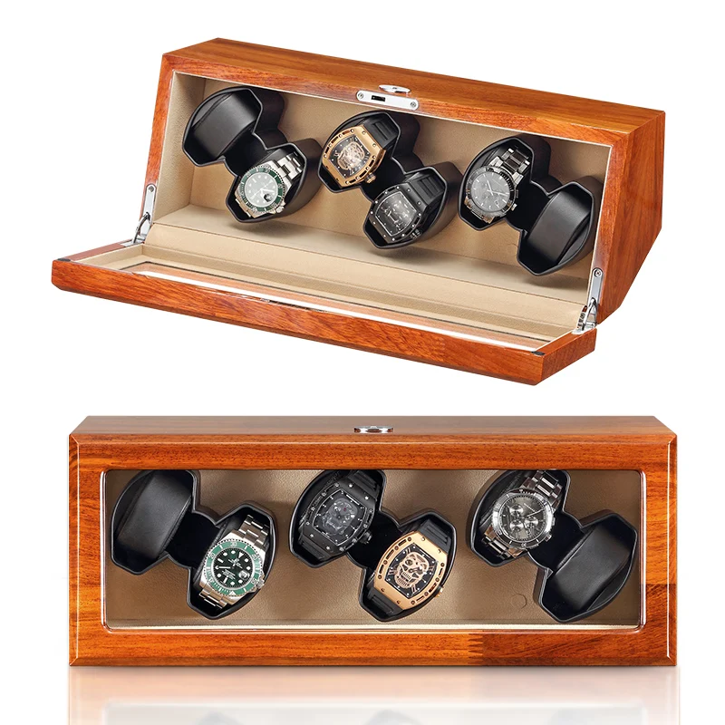 Автоматическое устройство для намотки часов с 6 слотами и деревянной коробкой