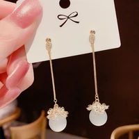 2021 sterling silver needle long earrings fashion temperament simple and versatile show face thin earrings for women jewelry