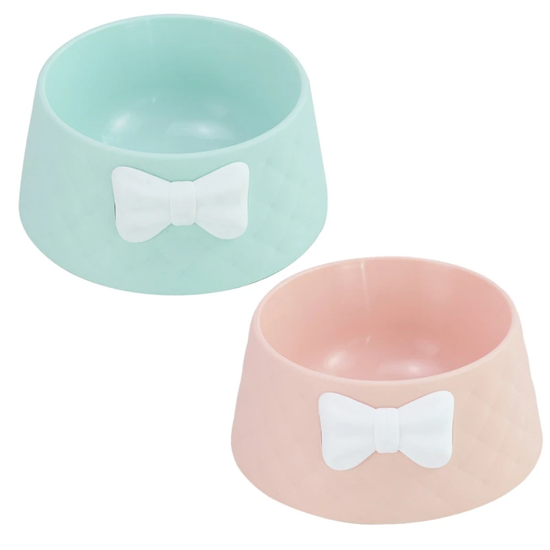 

Pet Supplies Bowknot Round Cat Bowl Drinking and Feeding Fall Resistant and Durable Dog Bowl