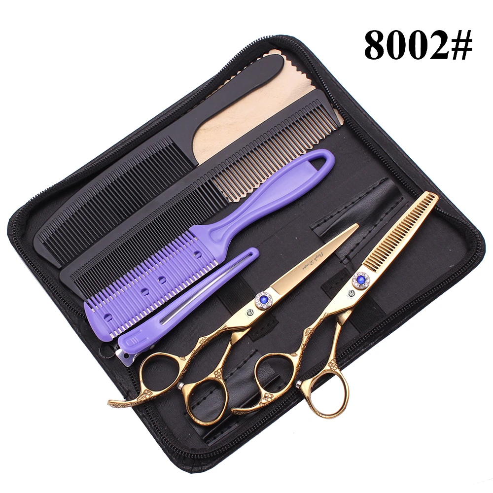 Ножницы для стрижки волос левой рукой 5 &quotфиолетовый дракон черный 440C 8002 #