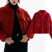 elmsk parka coat women high street retro winter jacket women single breasted fleece bomber jacket jaqueta feminina short tops