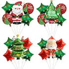Фольгированные воздушные шары в виде снеговика, Санта-Клауса, рождественской елки, 7 шт.