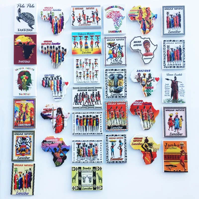 

African Tanzania Customs And Culture Animal Fridge Magnets Decoration Articles Magnetic Refrigerator Collector Gifts