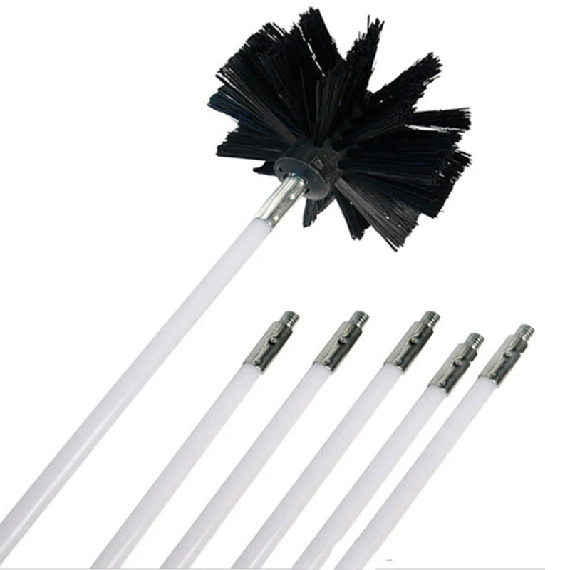 

11pcs Chimney Sweep Cleaning Set Flue Sweeping Brush & Rod Kit Soot Fireplace Cleaning Rods Brushes Tools