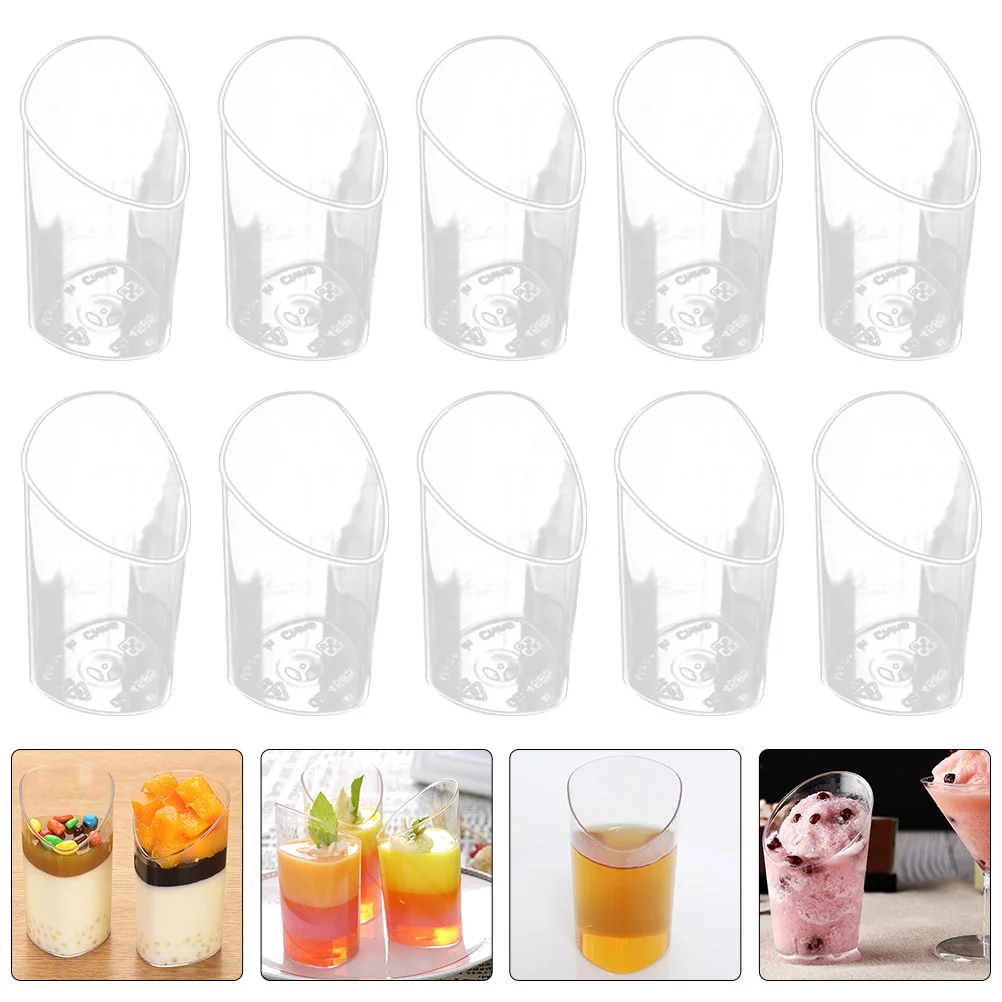 

20pcs Mini Dessert Cups Elegant Clear Slanted Appetizer Cups for Party (White)