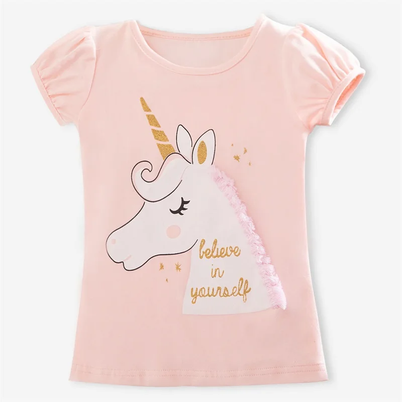 2021 летние фламинго одежда для девочек Camiseta единорог футболка топы детская