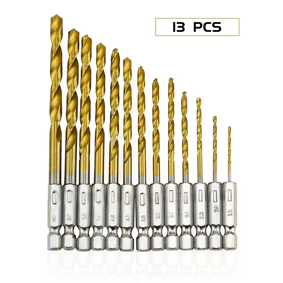 

High Speed Steel Drill Bits For Metal 13pcs Hexagonal Handle Twist Drill Bit Brocas Para Metal Broca Matkap Ucu Punte Trapano