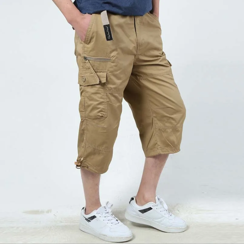 

100% Cotton Men's Breeches Summer Casual Trousers Military 5xl Cargo Shorts Army Multi Pocket Capri Pants Clothing 2023