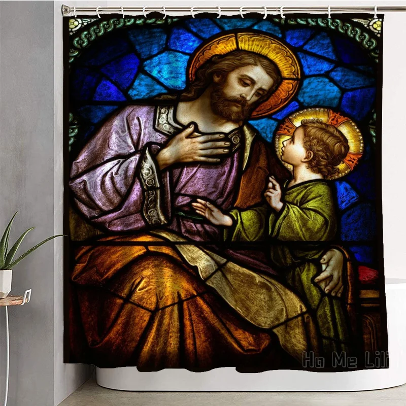 Western Religious Belief St. John the Lord Jesus Christian Bible Series By Ho Me Lili Shower Curtain Bathroom Decor |
