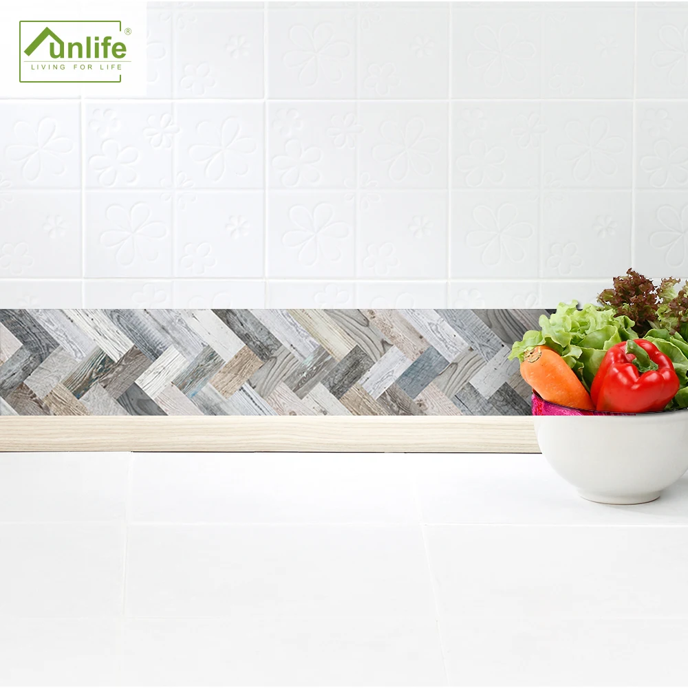 

Funlife®Стикер настенный в елочку из натурального дерева, съемный водонепроницаемый домашний декоративный самоклеящийся стикер с каймой для ...