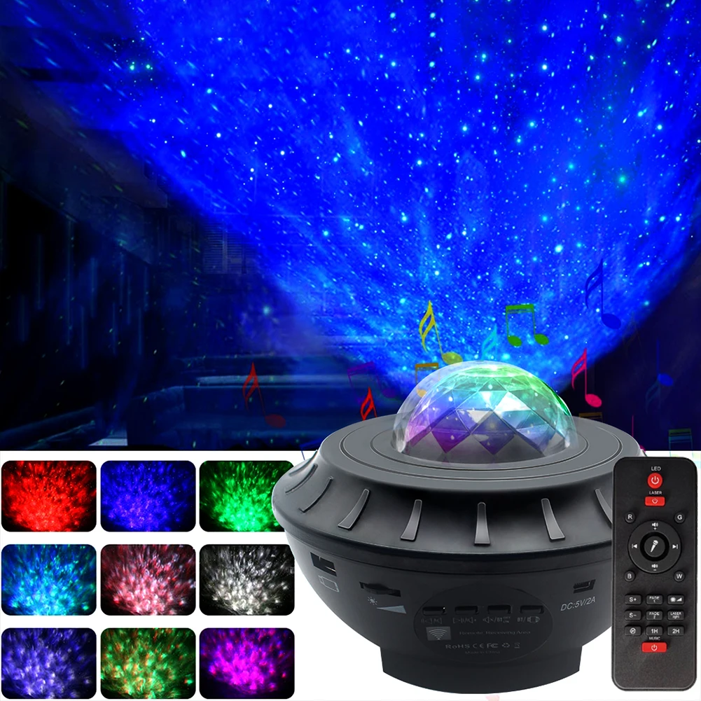 

Colorful LED Starry Sky Projector Remote Voice Control USB Music Player Laser Night Light Romantic Projection Lamp