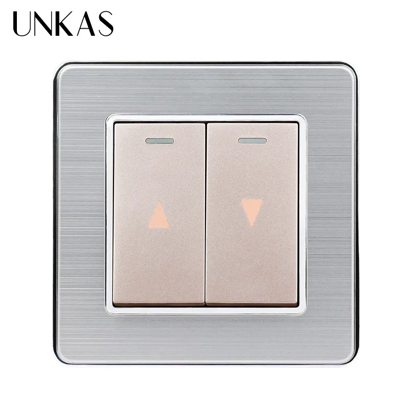 UNKAS панель из нержавеющей стали настенный переключатель для электрического