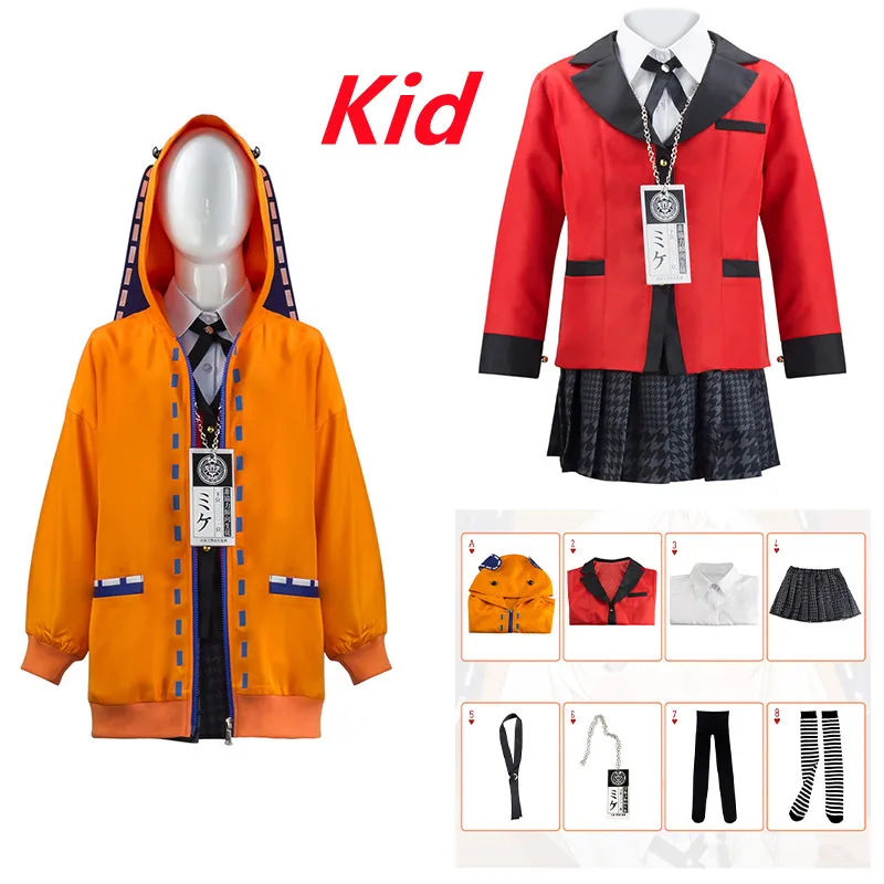 

Kids Anime Kakegurui Compulsive Gambler Rune Yomozuki Cosplay Costume Runa Hoodie Jabami Yumeko Uniform Girls Jacket Coat