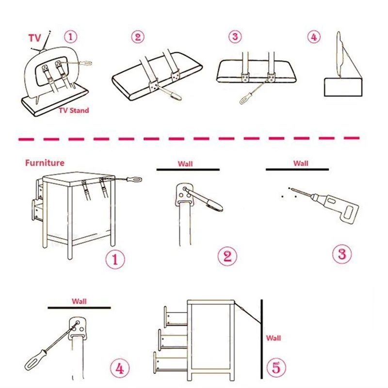 Защита Ur Kid анти наконечник мебельных якорей и ремней для телевизора с