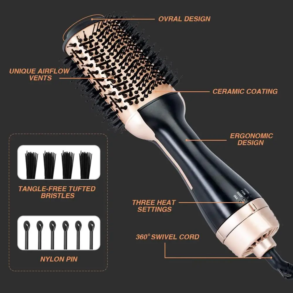 Один шаг горячий воздух Фен щетка волумайзер пушистый холодный ветер расческа