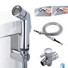 Двухфункциональный Ручной смеситель для унитаза, биде, распылитель для душа, латунный Т-образный адаптер, шланг 1,2 м, держатель с крючками, простая установка