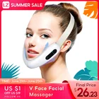 Радиочастотный микротоковый V-образный массажер для лица для лица, терапия горячим компрессом V-образная маска для похудения для лица V-образная форма двойной подбородок для подтяжки