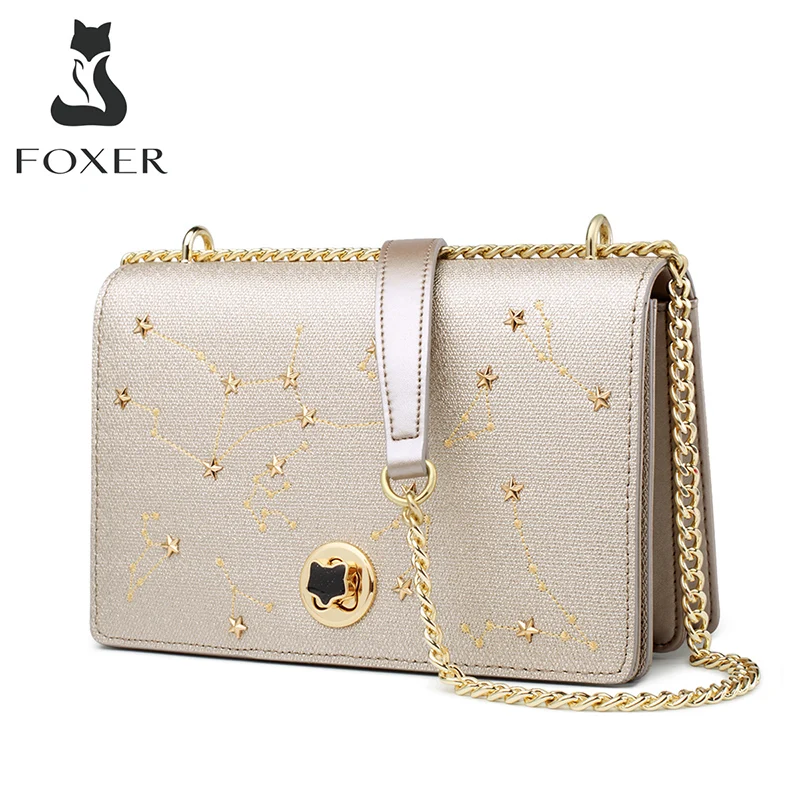 Женские сумки через плечо FOXER Chic роскошные с блестящей звездой модные из