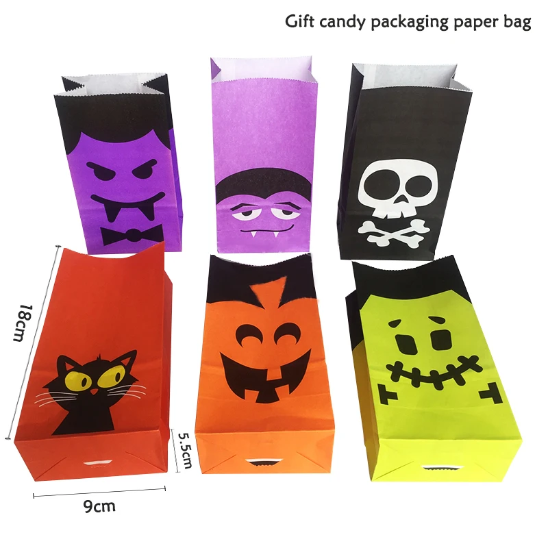 

New 2021 Halloween Candy Bag Zombies Skull Black Cat Paper Candy Bag Kids Favor Halloween Decor Trick or Treat Candy Box