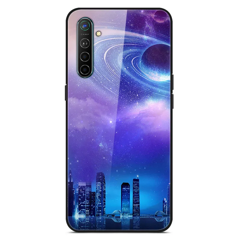 Чехол для Oppo Realme X2, чехол из закаленного твердого стекла для Oppo Realme XT X2 Pro, чехол, мягкий силиконовый бампер с принтом