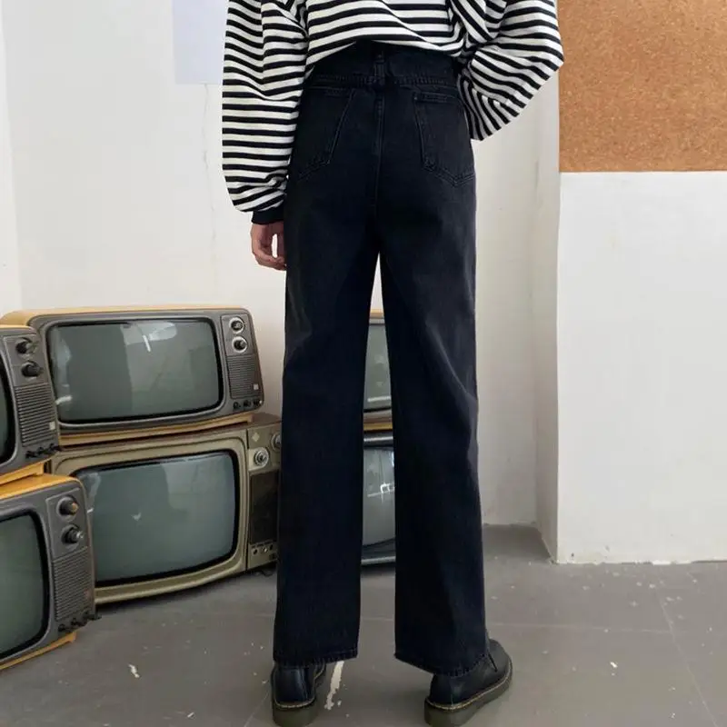 Джинсы модные прямые брюки бойфренды с высокой талией повседневные мешковатые