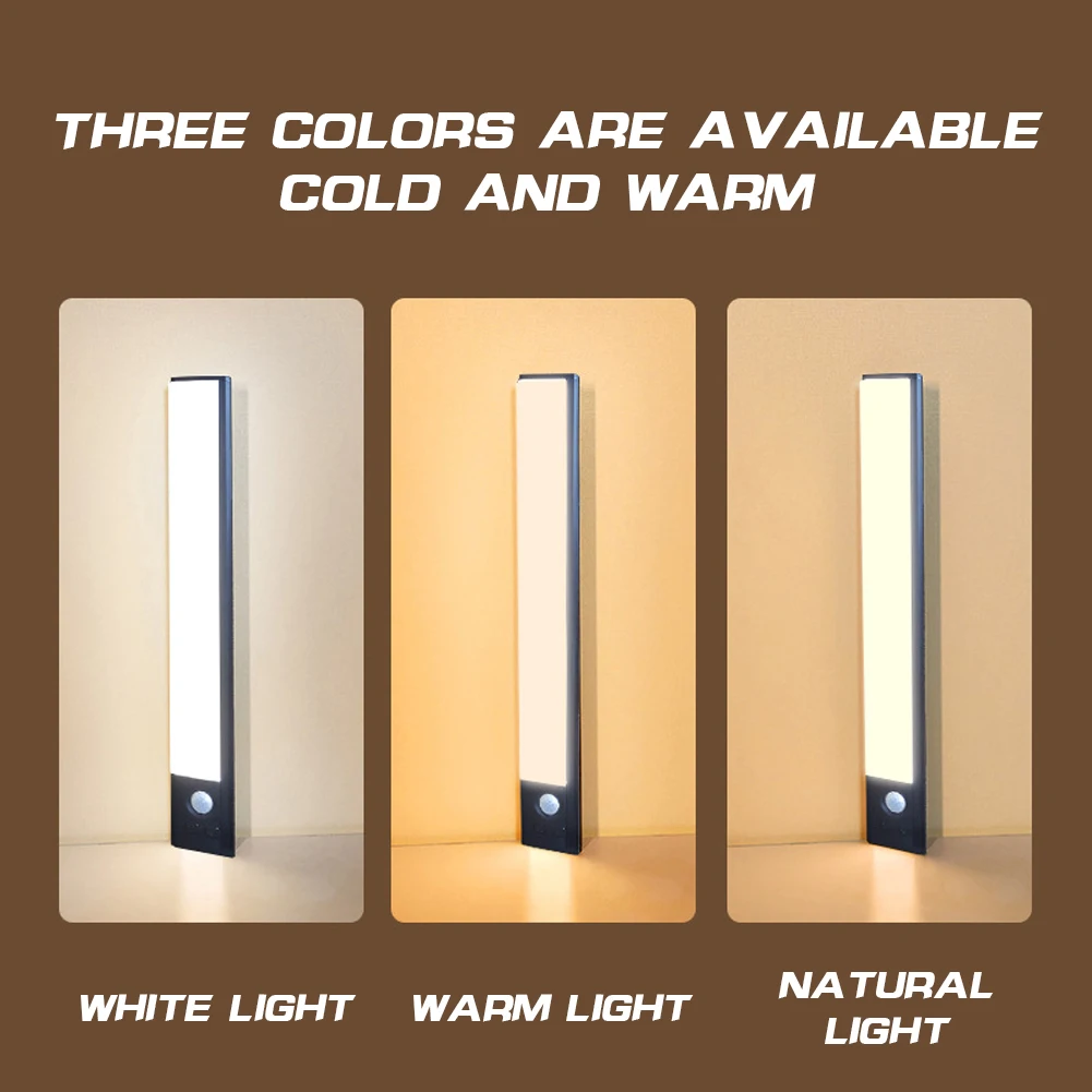 dimmable ultra thin led cabinet lighting three color temperature usb rechargeable 30cm pir motion sensor light for kitchen free global shipping
