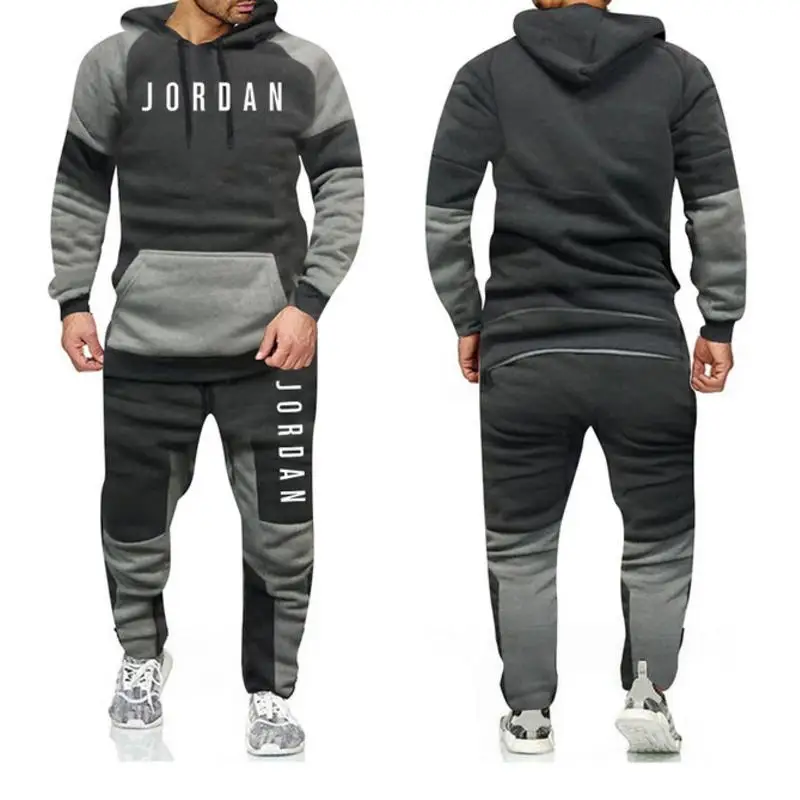 

Marque hommes ensembles de vtements de sport en cours d'excution sport Fitness survtement mle deux pices sweat + pantalon