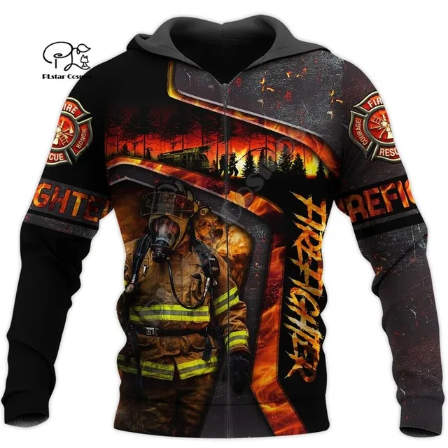 

LIASOSO 3D Print Harajuku Streewear Casual Funny Mens Women FireFighter Firemen Hero Zip Hoodie/Sweatshirt/Jacket