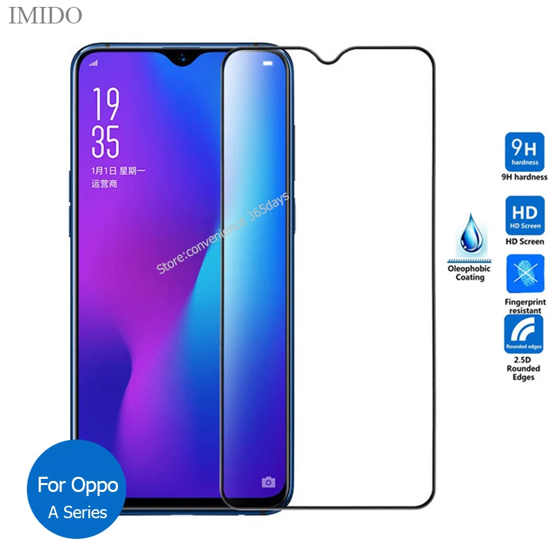 Закаленное стекло с полным покрытием для Oppo A9 2020 A92 A7 A5 A5S A3 A3S A1K A83 AX7 A52 A31 A12 Защита
