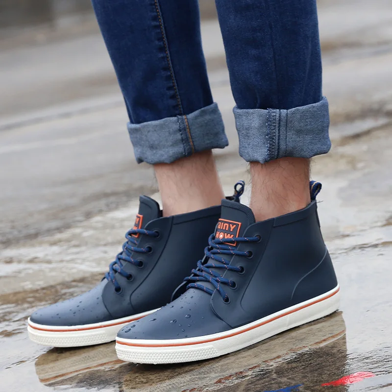 

new Rainboots Slip Water Shoes Fishing Boots Short Rubber Rain Boots Man Garden Boots Men Lovers Shoes Fashionable men's shoes