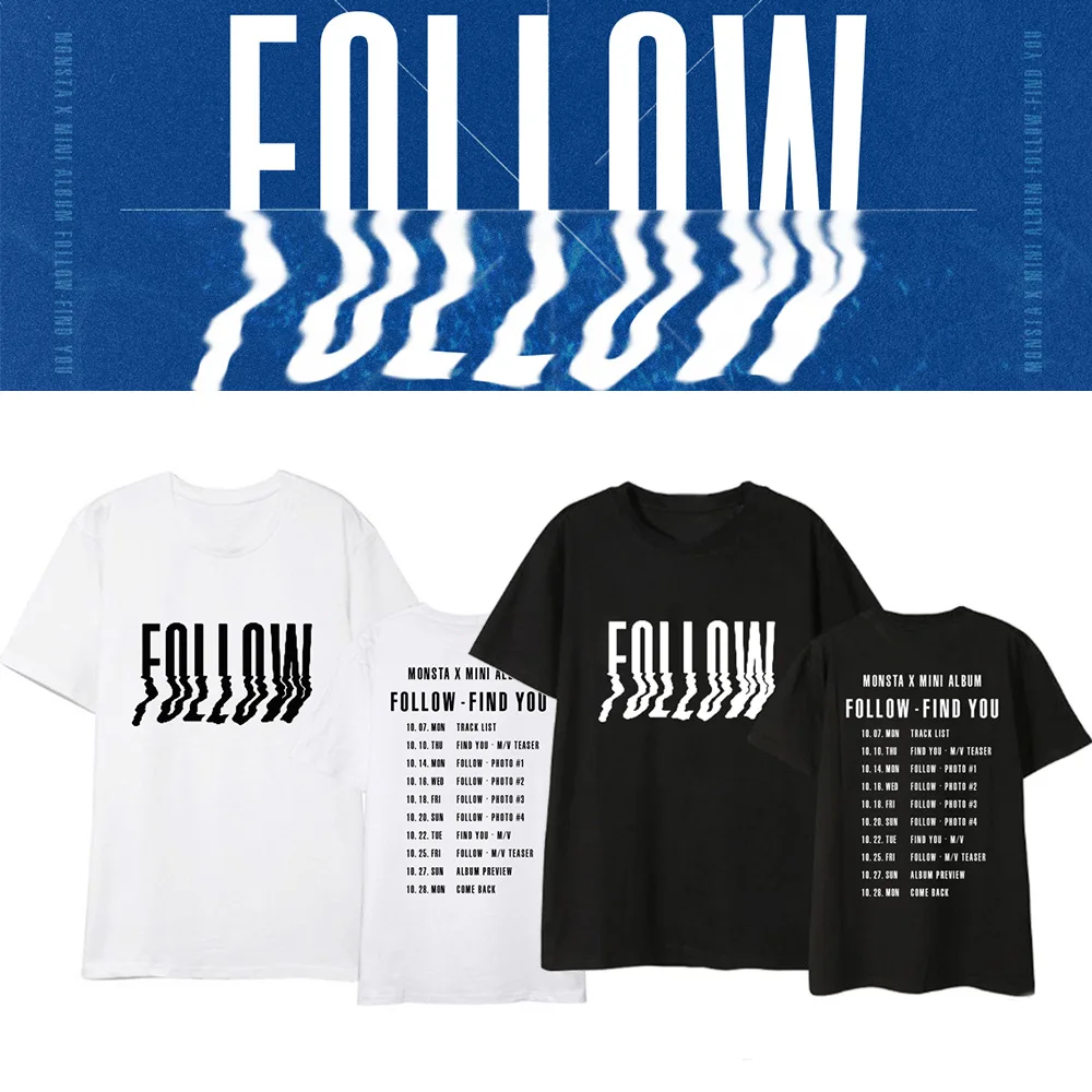 KPOP Monsta X толстовки Мини альбом следуют за тем же футболки мужские и женские с