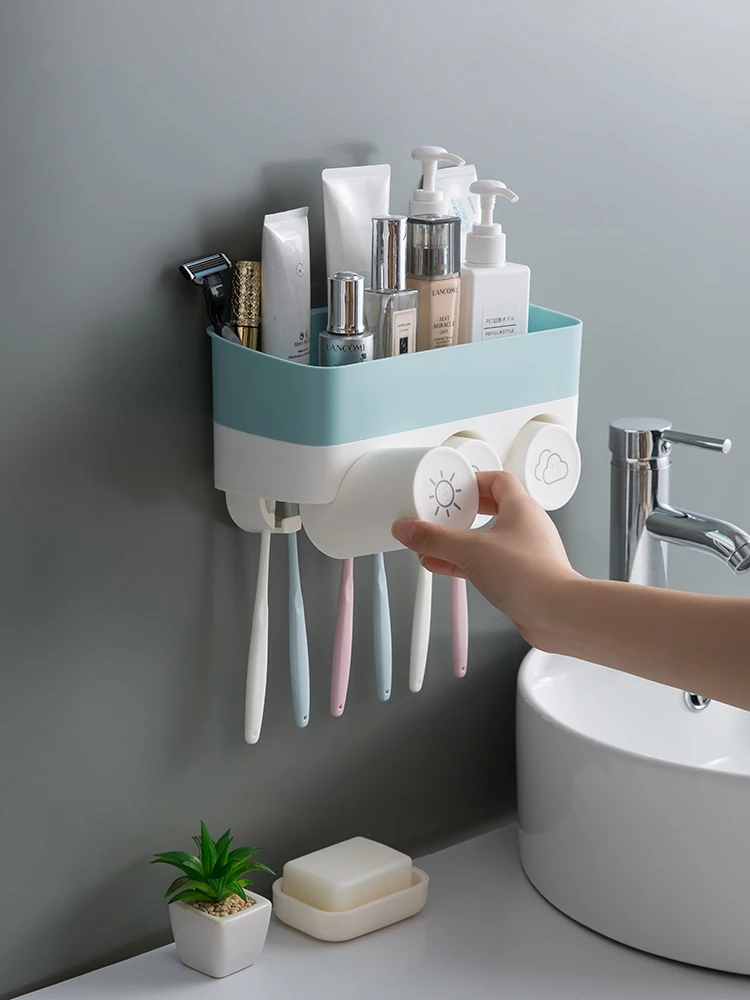 

Wall Mount Toothbrush Holder Portable Travel Storage Rack Toothbrush Holder Plastic Multifunctional Badkamer Home Stuff DI50YS