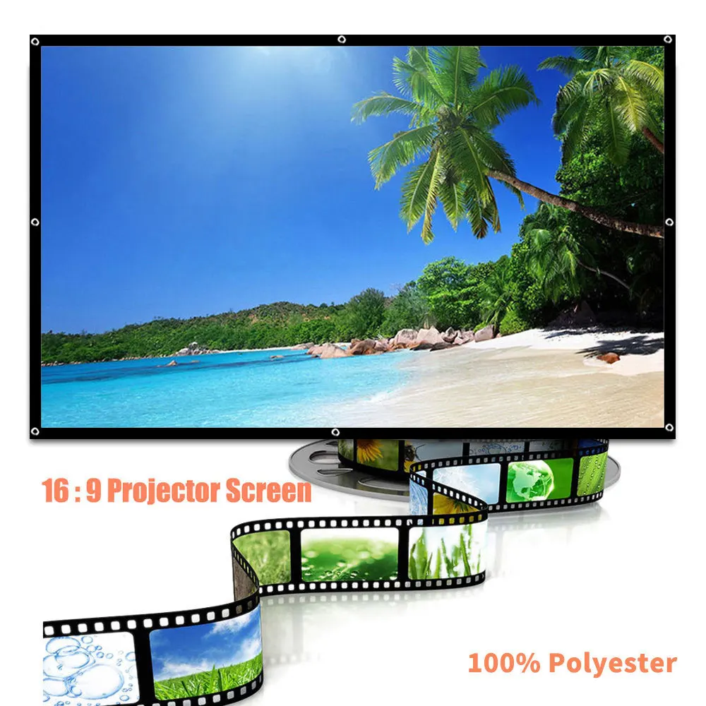 60/70/100 Inch 16:9 Складная Портативный проектора Экран для ткани на основе карбида