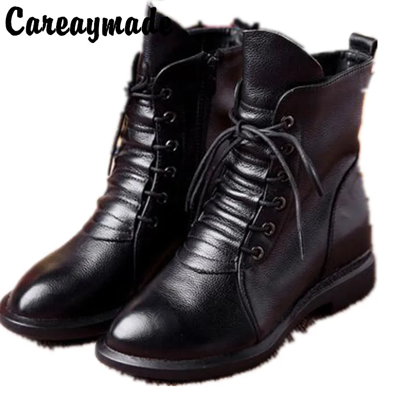 Careaymade сделанные полностью вручную короткие сапоги из воловьей кожи с накладкой