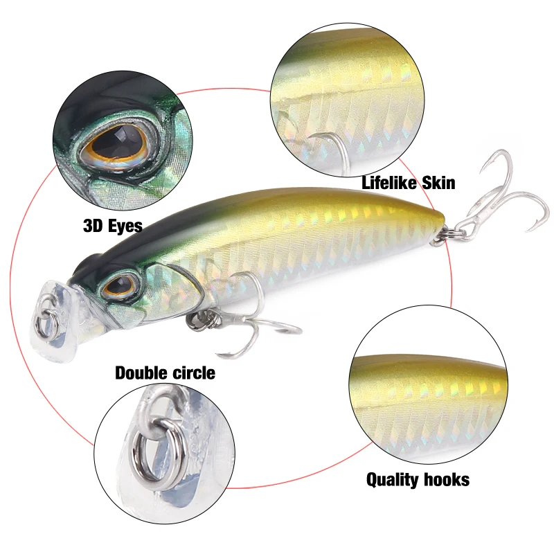 80 мм 10 г приманка для ловли Поппера искусственная жесткая наживка карпа с 3D