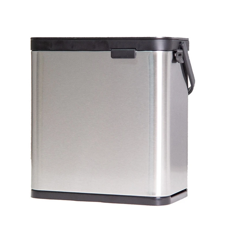 

Creative Kitchen Hanging Trash Can with Lid Handle Cabinet Door Stainless Steel Garbage Bin Wall Mounted Waste Bucket