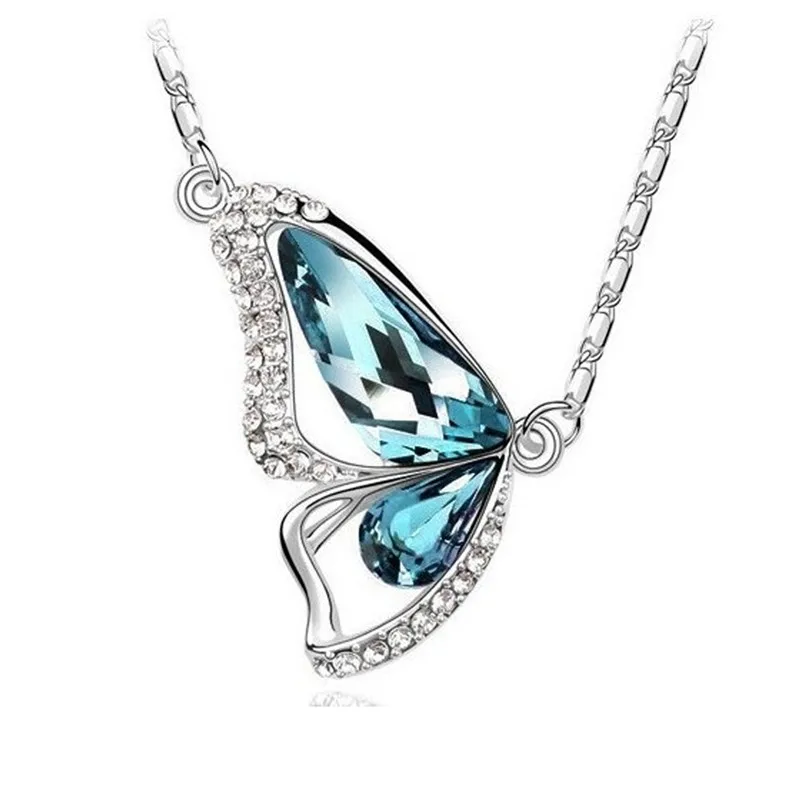 Женские Ювелирные наборы покрытые голубыми искусственными подвесками ожерелье