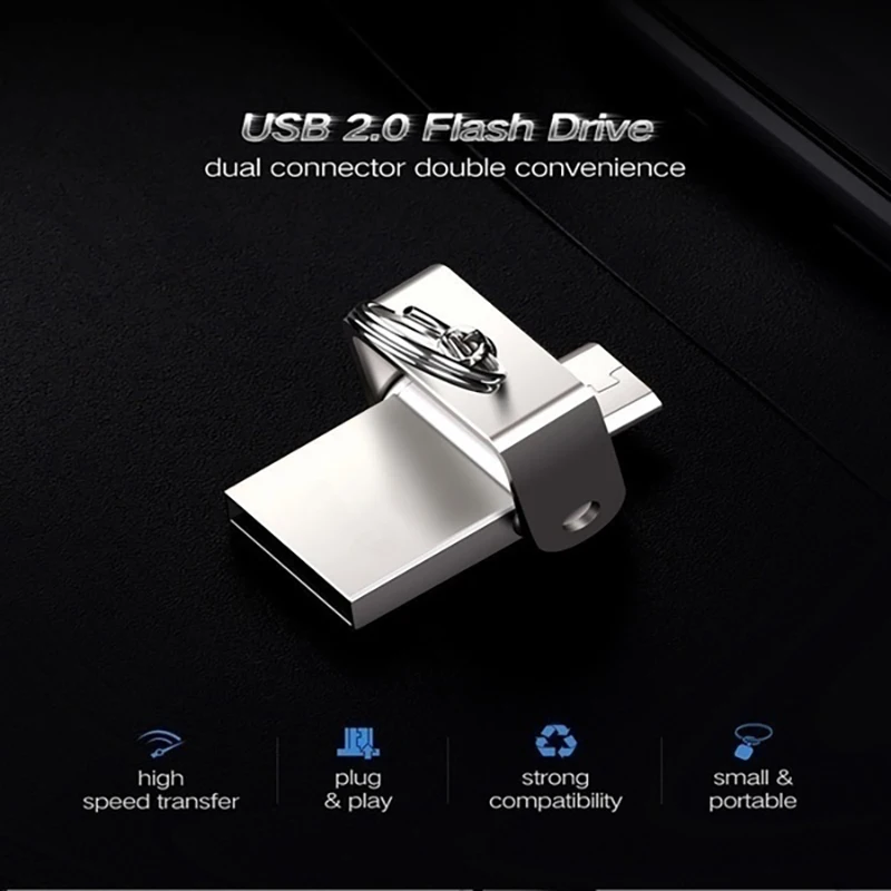 OTG 3 IN 1 pen drive 32GB Micro usb 2.0 memory stick 64GB pendrive 16GB usb flash pen metal For  usb Key flash drive images - 6