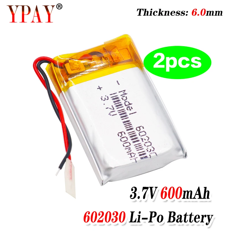 2 шт. линейный полимерный аккумулятор 3 7 В литий 602030 600 мАч игровой автомат MP3 MP4 MP5