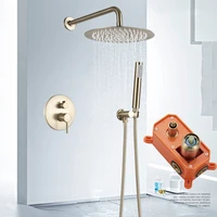 bathroom rainfall shower tap brushed gold shower faucet set wall mount round shap bathtub shower with abs shower mixer tap