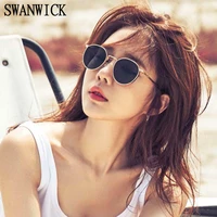 swanwick round frame polarized sunglasses women vintage metal eyewear green sun shades light brown alloy retro men korean style