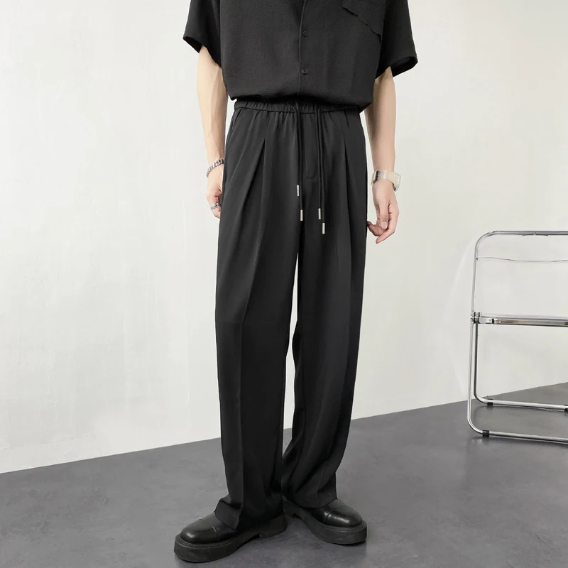 

Summer thin casual pants drawstring hanging feeling lazy wind loose straight pants ins versatile trend men's pants