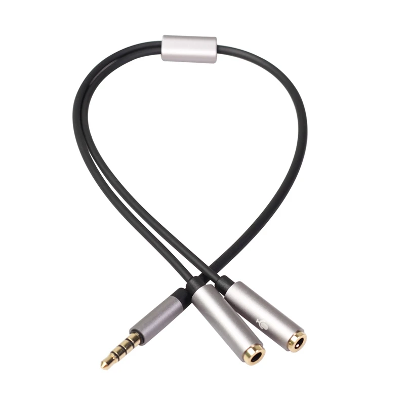 

Headset Adapter Headphone Y Splitter Cable 3.5mm Stereo Audio Male to 2 Female Separate Audio Microphone Plugs