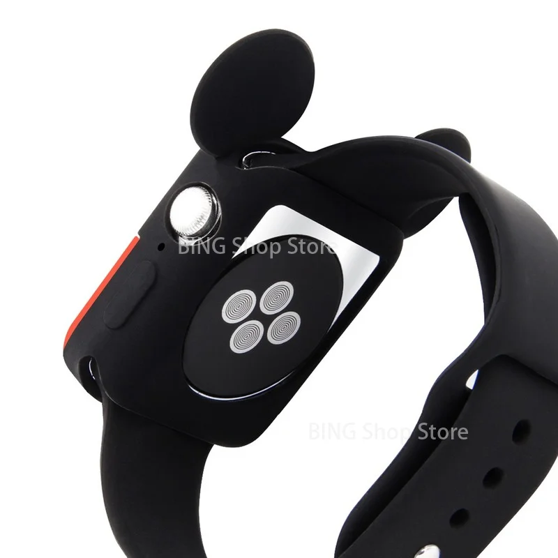 Силиконовый мягкий чехол для Apple Watch с изображением Микки Мауса из мультфильма