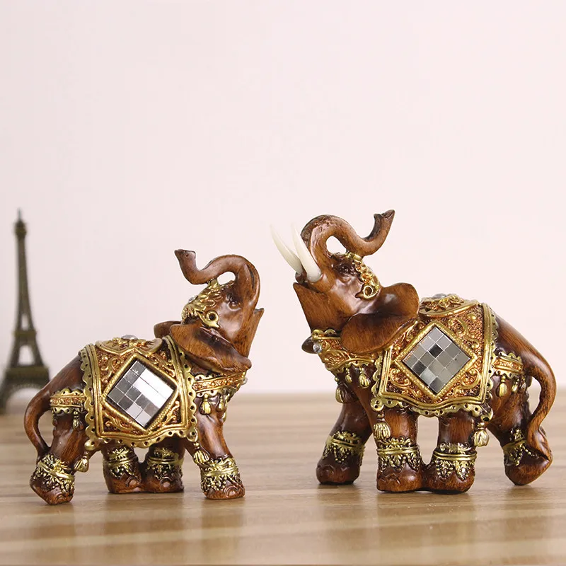 Европейский ретро фэн шуй на удачу резная статуя слона из древесины Статуэтка